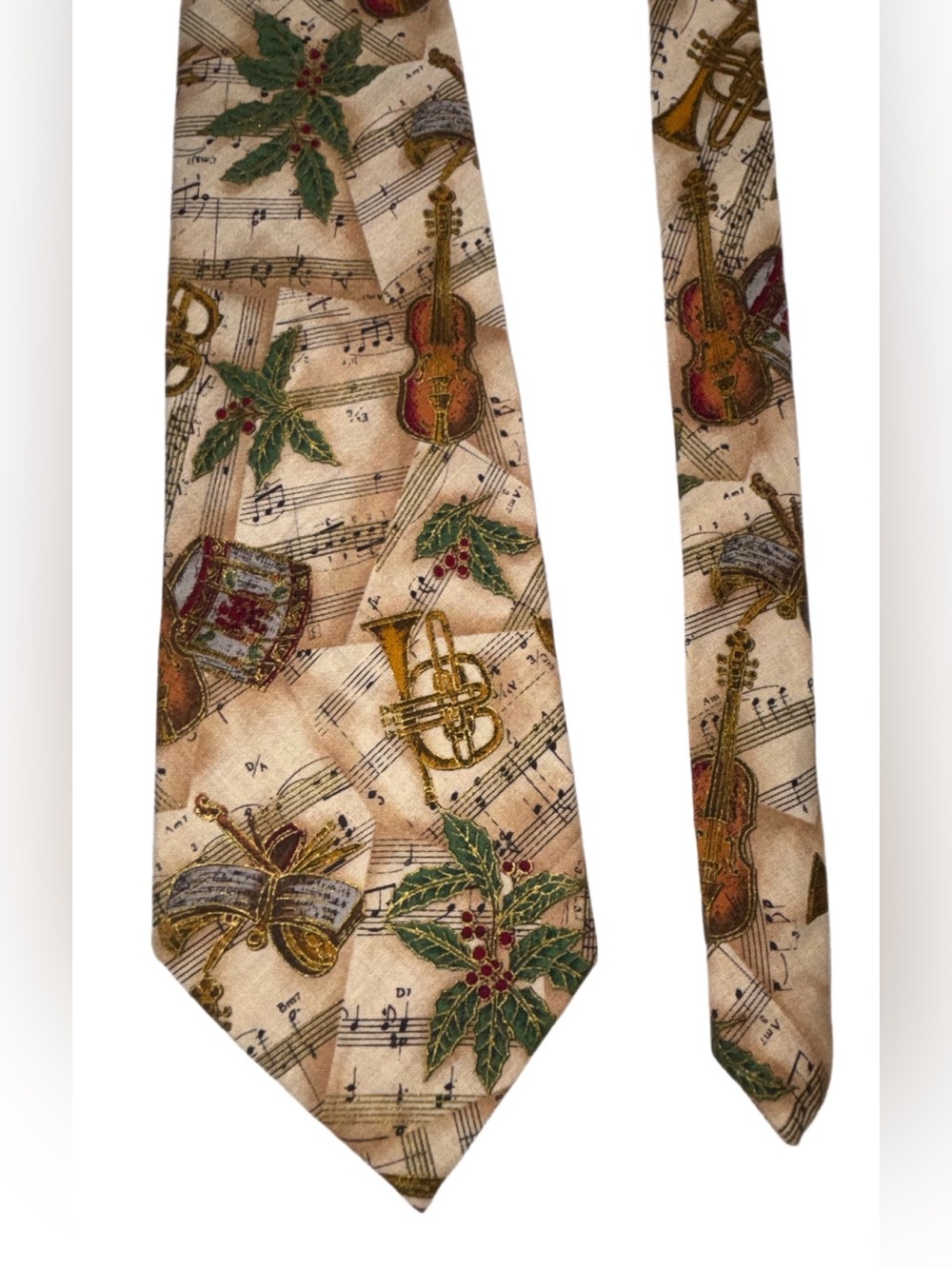 ANN TATUM Holiday Christmas Original w/Music, Holly, Gold, Green Fabric: unknown